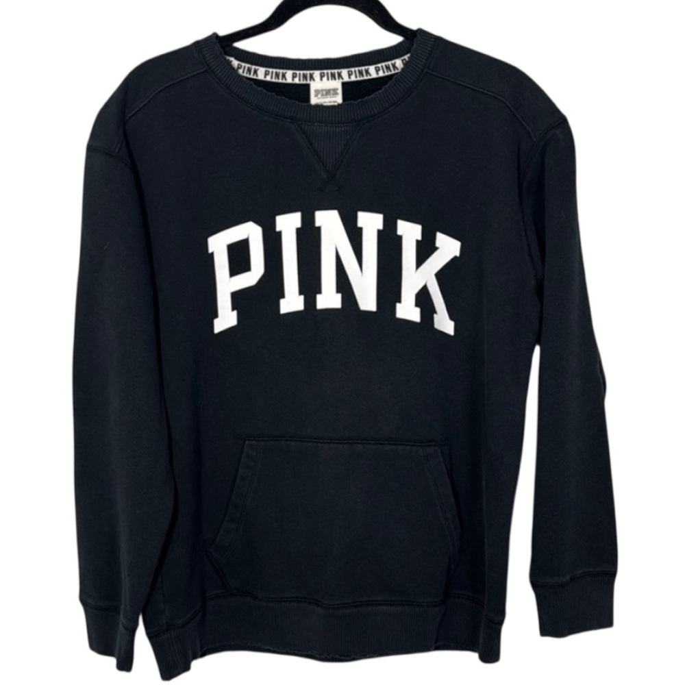 PINK Victoria's Secret Sweatshirt Black‎ Crewneck in Size S  GUC